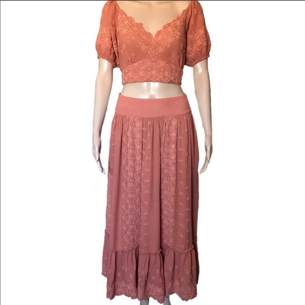 Free People Coral Lace Maxi Dress